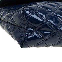 Pre Owned Marc Jacobs Blue Quilted Patent Leather Single Flap Shoulder Bag
