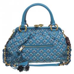 Pre Owned Marc Jacobs Blue Quilted Leather Robert Leslie Stam Satchel