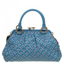 Pre Owned Marc Jacobs Blue Quilted Leather Robert Leslie Stam Satchel