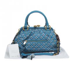 Pre Owned Marc Jacobs Blue Quilted Leather Robert Leslie Stam Satchel