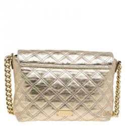 Pre Owned Marc Jacobs Gold Quilted Leather Large Bow Shoulder Bag