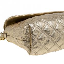 Pre Owned Marc Jacobs Gold Quilted Leather Large Bow Shoulder Bag