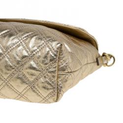 Pre Owned Marc Jacobs Gold Quilted Leather Large Bow Shoulder Bag