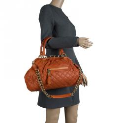 Pre Owned Marc Jacobs Orange Quilted Leather Stam Shoulder Bag