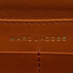 Pre Owned Marc Jacobs Orange Quilted Leather Deluxe Zip Around Wallet