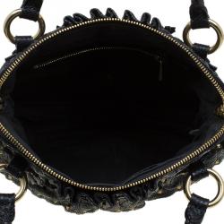 Pre Owned Marc Jacobs Black Embossed Snakeskin Studded Cecilia Satchel