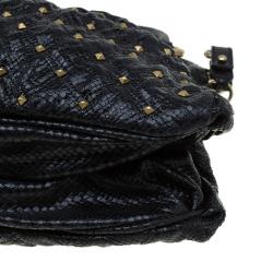 Pre Owned Marc Jacobs Black Embossed Snakeskin Studded Cecilia Satchel