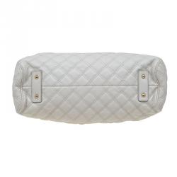 Pre Owned Marc Jacobs Ivory Quilted Leather Stam Satchel