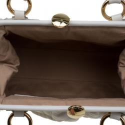 Pre Owned Marc Jacobs Ivory Quilted Leather Stam Satchel