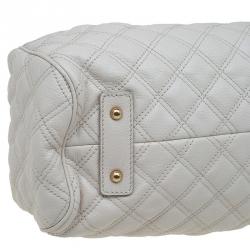 Pre Owned Marc Jacobs Ivory Quilted Leather Stam Satchel