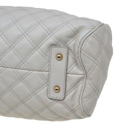 Pre Owned Marc Jacobs Ivory Quilted Leather Stam Satchel