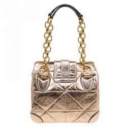 Pre Owned Marc Jacobs Metallic Rose Quilted Leather Shoulder Bag