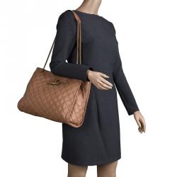 Pre Owned Marc Jacobs Beige Quilted Leather Juliette Chain Handle Tote