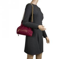 Pre Owned Marc Jacobs Burgundy Leather Mini Stam Shoulder Bag