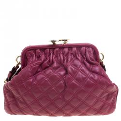 Pre Owned Marc Jacobs Burgundy Leather Mini Stam Shoulder Bag