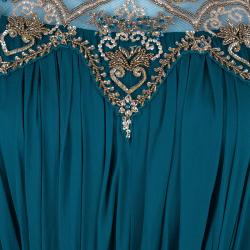 Pre Owned Marchesa Notte Blue Evening Gown M