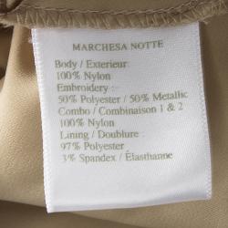 Marchesa Notte Beige Floral Embroidered Long Sleeve Tulle Gown S