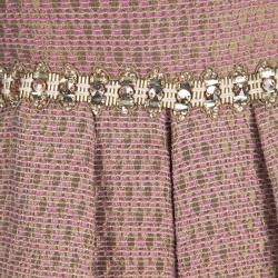 Marchesa Notte Metallic Pink Brocade Embellished Cocktail Dress XS