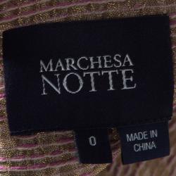 Marchesa Notte Metallic Pink Brocade Embellished Cocktail Dress XS