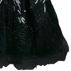 Marchesa Black Strapless Embellished Tulle Gown M