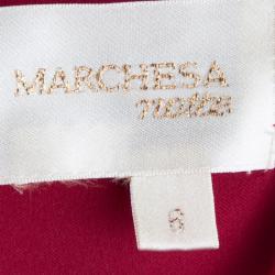 Pre Owned Marchesa Notte Red Organza Ruffle Detail Silk Sleeveless Mini Dress M