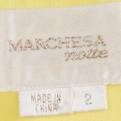 Marchesa Notte Yellow Silk Chiffon Strapless Ruched Gown S