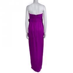 Marchesa Notte Pink Silk Bow Detail Strapless Gown M