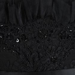 Pre Owned Notte by Marchesa Black Embellished Tulle Detail Strapless Gown L