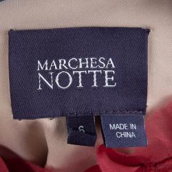 Marchesa Notte Red Lace Plisse Skirt Detail Dress M