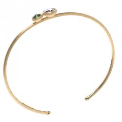 Marco Bicego Jaipur Mixed Gemstone18k Yellow Gold Slim Open Cuff Bracelet