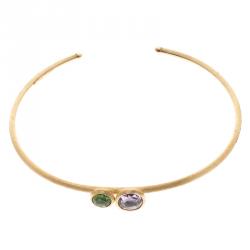 Marco Bicego Jaipur Mixed Gemstone18k Yellow Gold Slim Open Cuff Bracelet