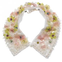 Pre Owned Marni Embellished Embroidery white Cotton Collar Necklace