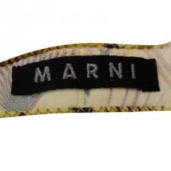 Pre Owned Marni Beige Wood Beads Fabric Tie Ribbon Necklace One Size