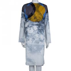 Pre Owned Marni Multicolor Abstract Print Poplin Long Sleeve Shift Dress M