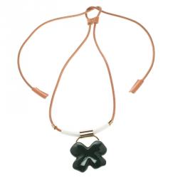 Pre Owned Marni Green Resin Flower Gold Tone Necklace