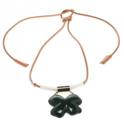 Pre Owned Marni Green Resin Flower Gold Tone Necklace