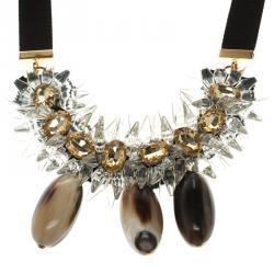 Pre Owned Marni Crystal, Horn and Resin Embellished Statement Necklace