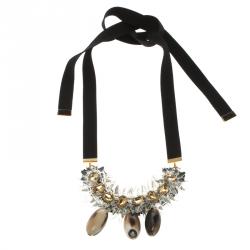 Pre Owned Marni Crystal, Horn and Resin Embellished Statement Necklace