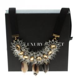 Pre Owned Marni Crystal, Horn and Resin Embellished Statement Necklace