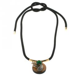 Marni Crystal Leather Tie-up Cord Necklace