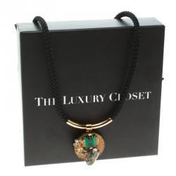 Marni Crystal Leather Tie-up Cord Necklace