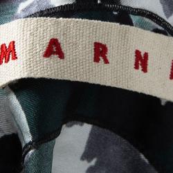 Pre Owned Marni Green Floral Printed Silk Pleated Panel Detail Top M