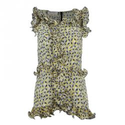 Marni Yellow Ruffle Printed Long Top M