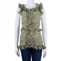 Marni Yellow Ruffle Printed Long Top M