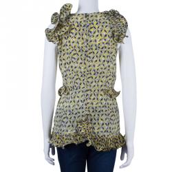 Marni Yellow Ruffle Printed Long Top M