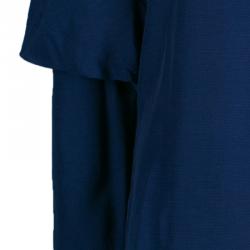 Pre Owned Marni Navy Silk Long Sleeve Top S