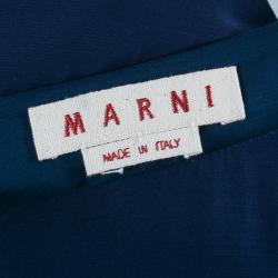Pre Owned Marni Navy Silk Long Sleeve Top S