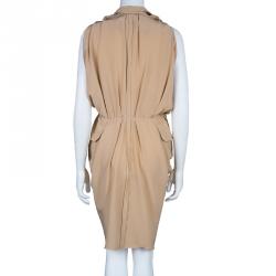 Pre Owned Marni Nude Silk Gathered Sleeveless Dress S