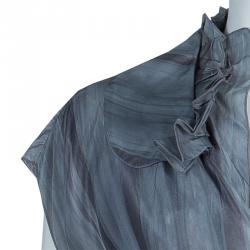 Pre Owned Marni Grey Printed Silk Dress M