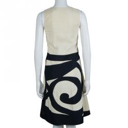 Pre Owned Marni Cream Contrast Applique Detail Sleeveless Dress S